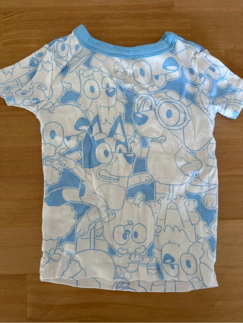 Bluey Print Kids One-Piece Pajama Set - Blue & White